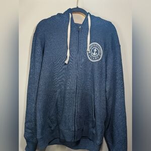 Prince Edward Island PEI Zip Up Hoodie Heathered Blue Anchor Graphic Large